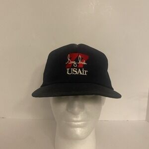 Vintage USAir 77 Greg Sacks Airline Snapback Hat Made in USA Aviation US Air